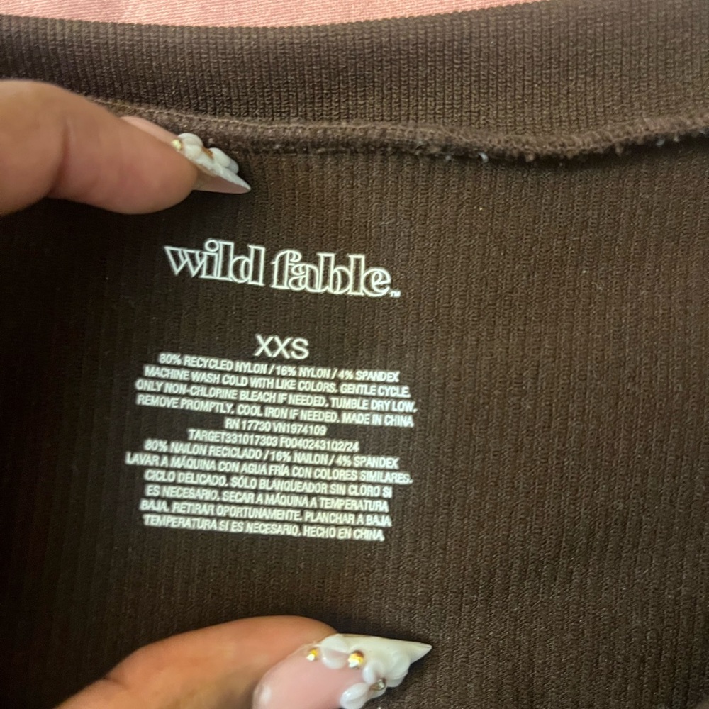 Wild Fable Brown Ribbed Crop Top - Picture 4 of 5